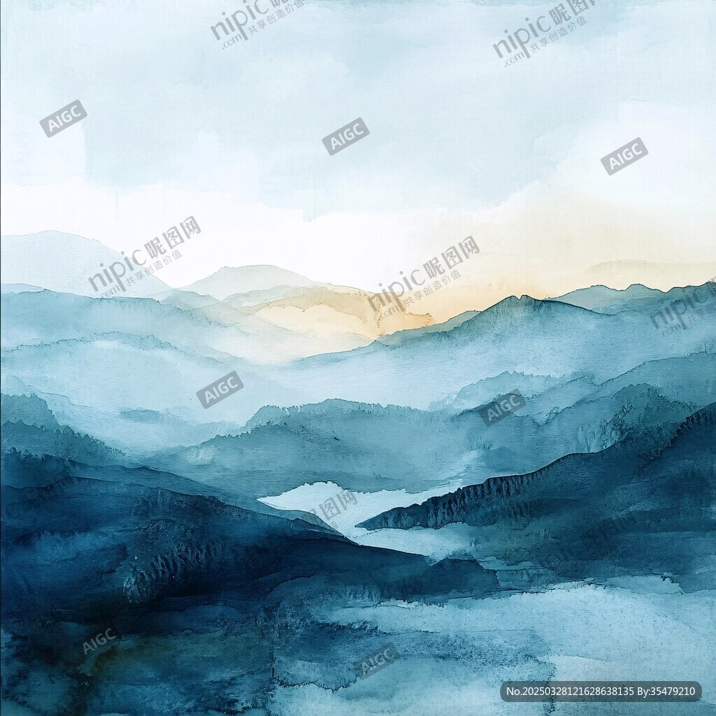 水墨风山峦云雾美景