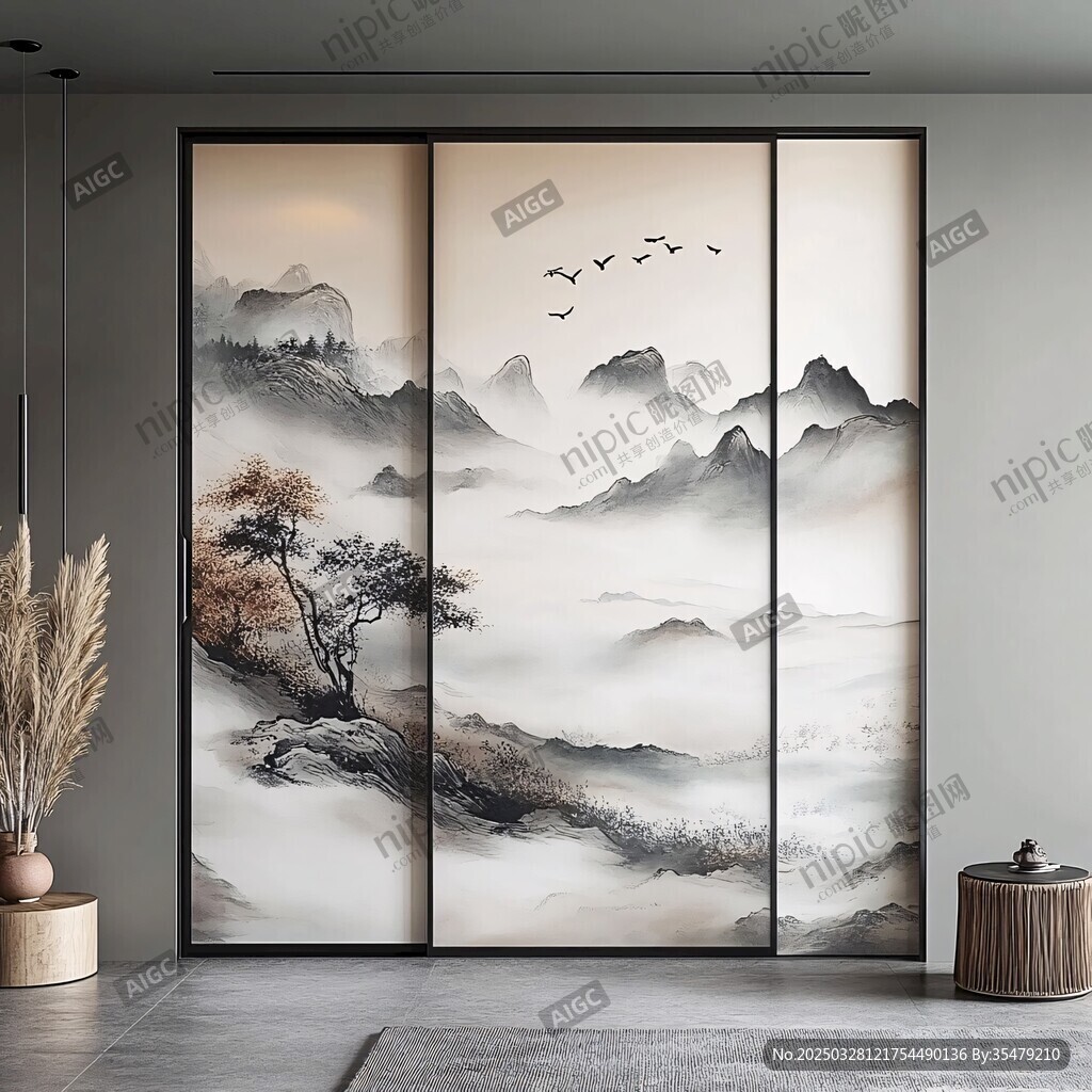 中式山水屏风 雅致空间美学