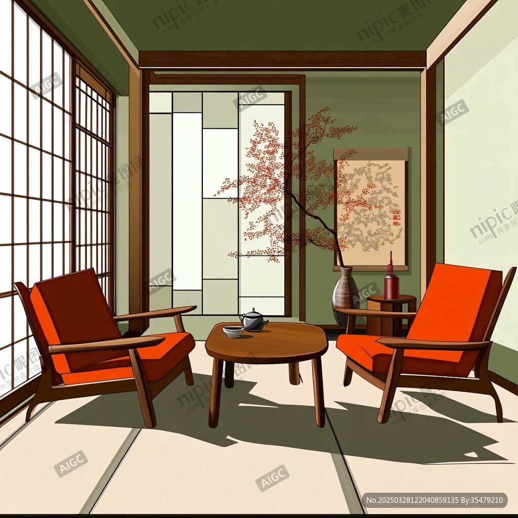 日式简约茶室温馨一角