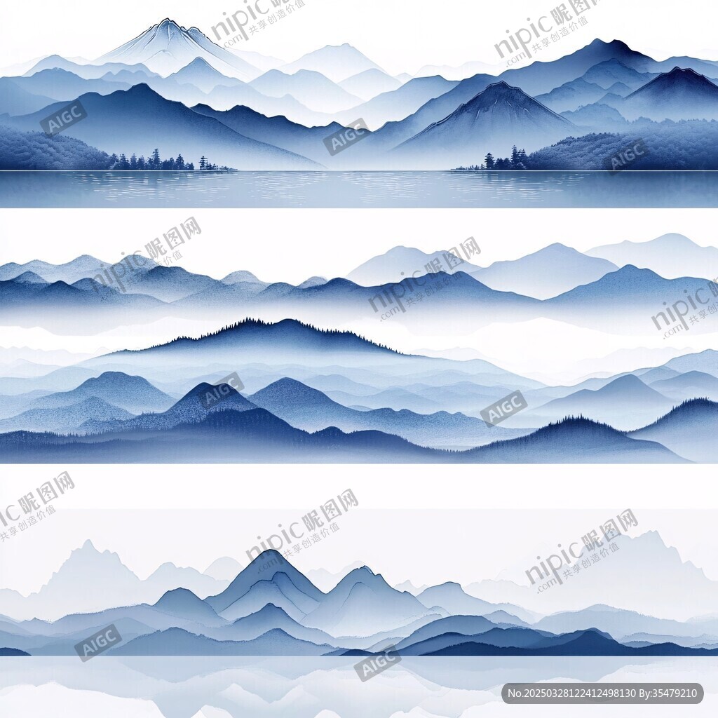 水墨群山风景横幅组图