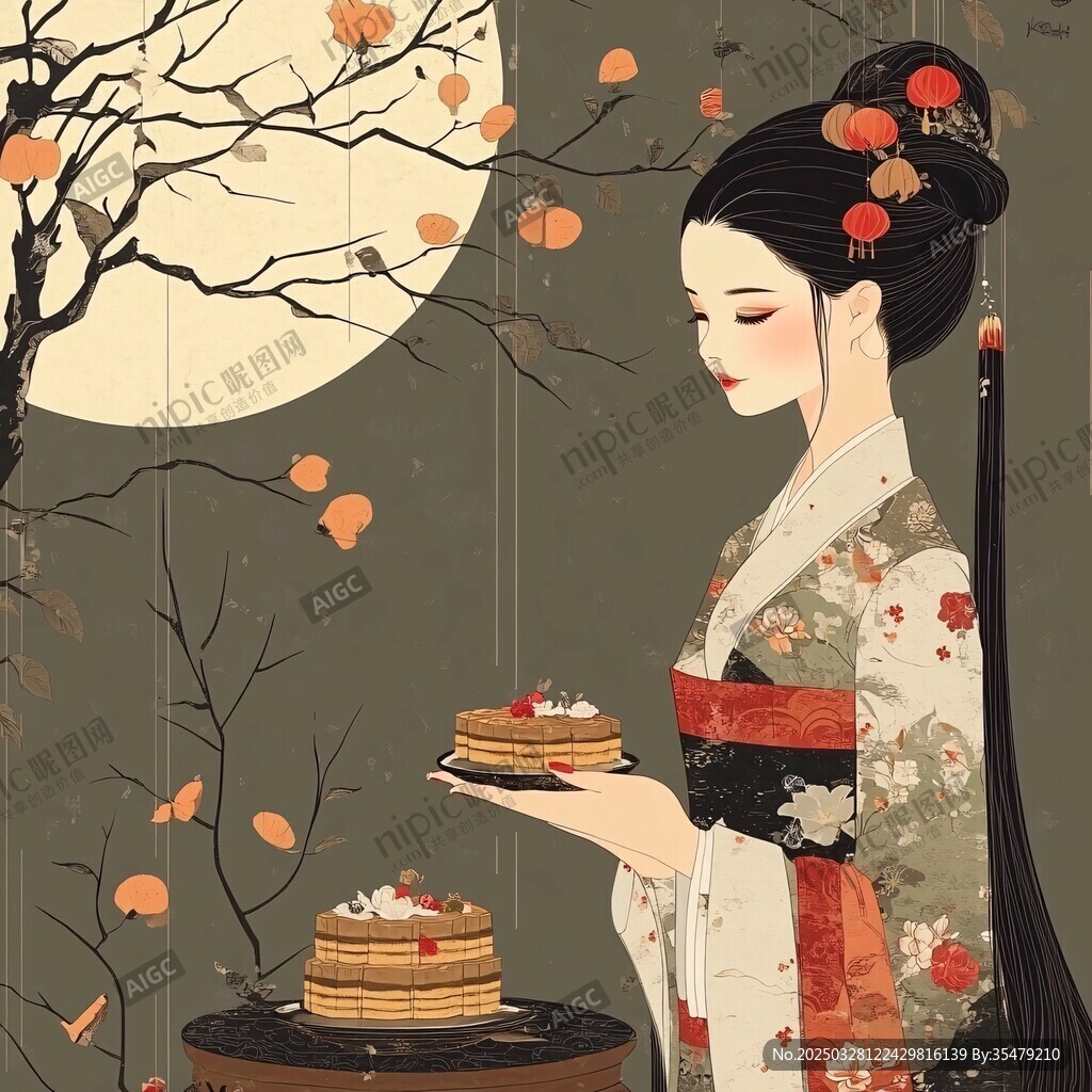 月夜佳人赏柿享糕点