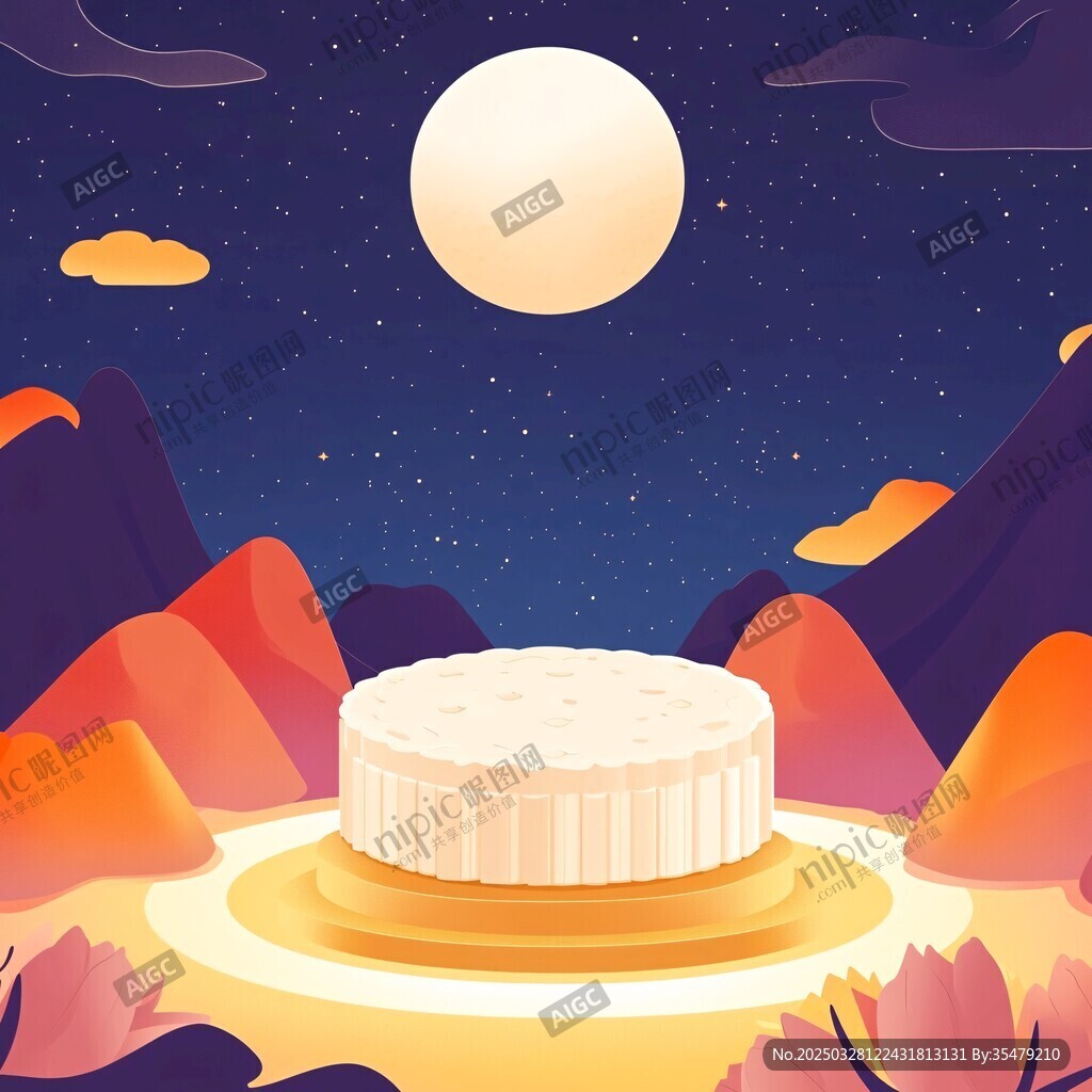 月下月饼 中秋美好意象
