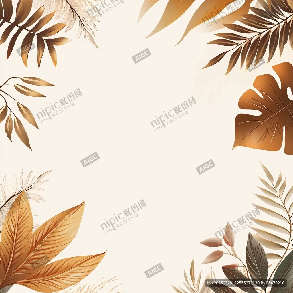 热带植物边框装饰背景图