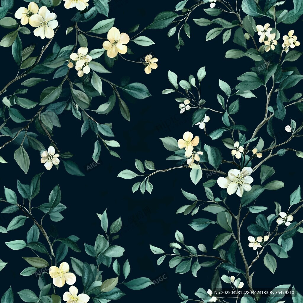 深色背景花卉植物图案