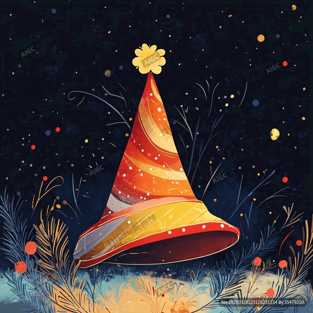 梦幻节日帽插画 夜下风采