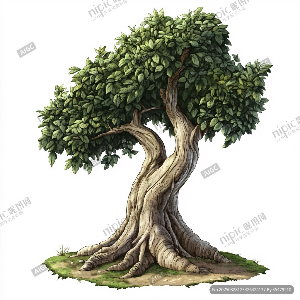 奇幻扭曲造型的茂盛大树