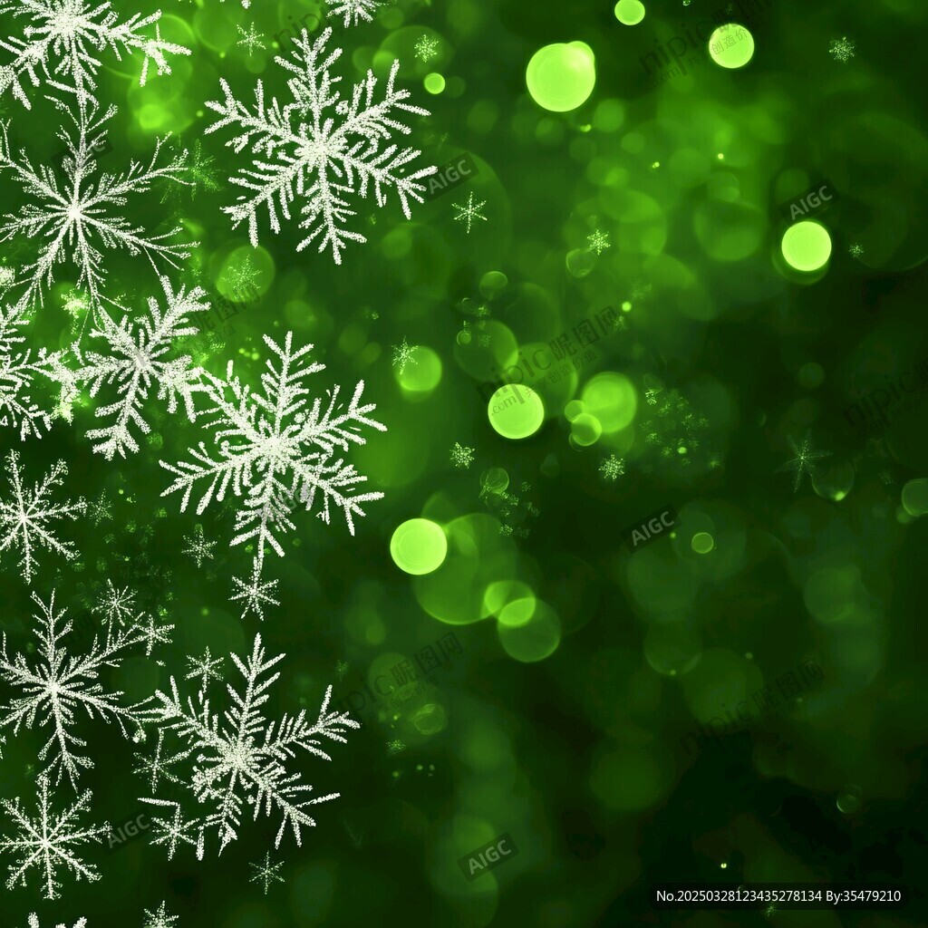 绿色梦幻雪花背景图