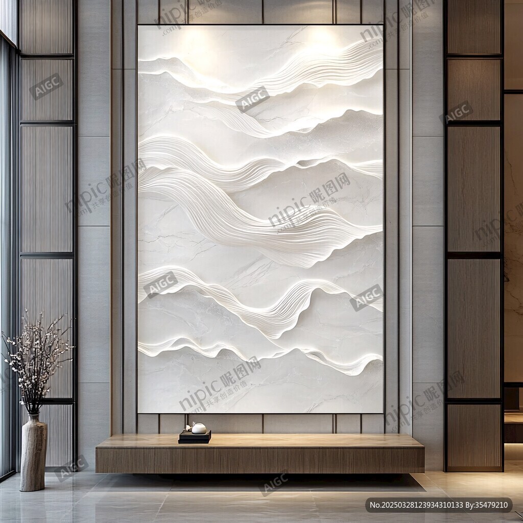 中式山水浮雕墙面装饰画