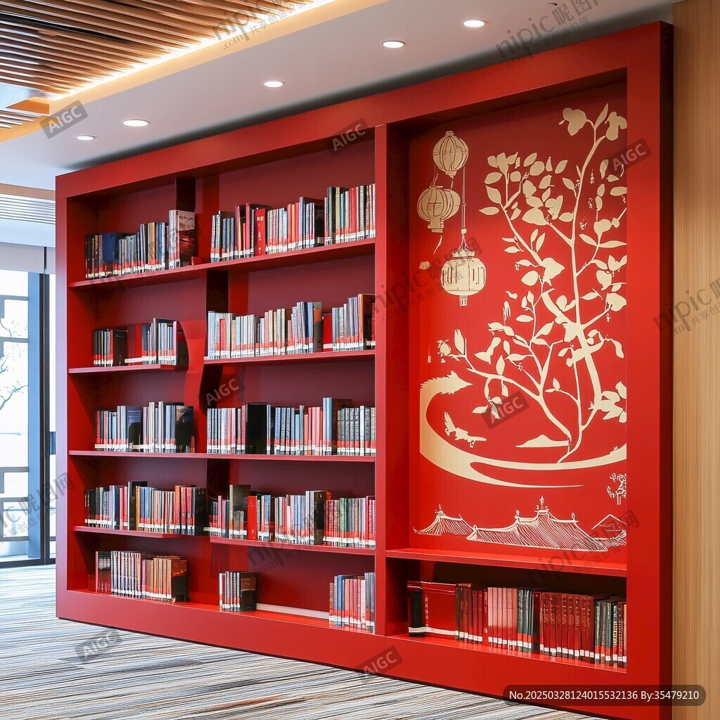 中式红书架 书香典雅空间