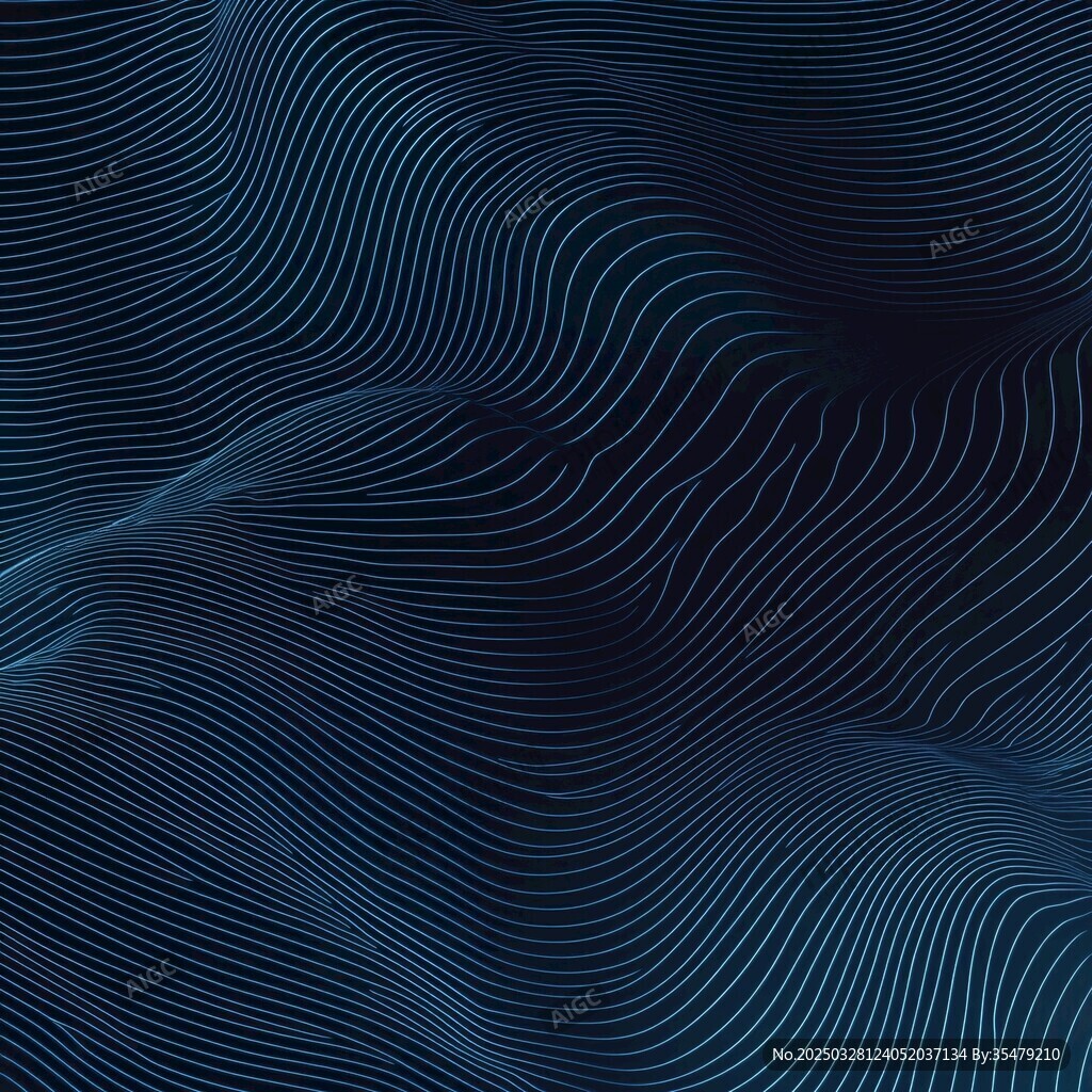 蓝色线条波浪抽象背景图