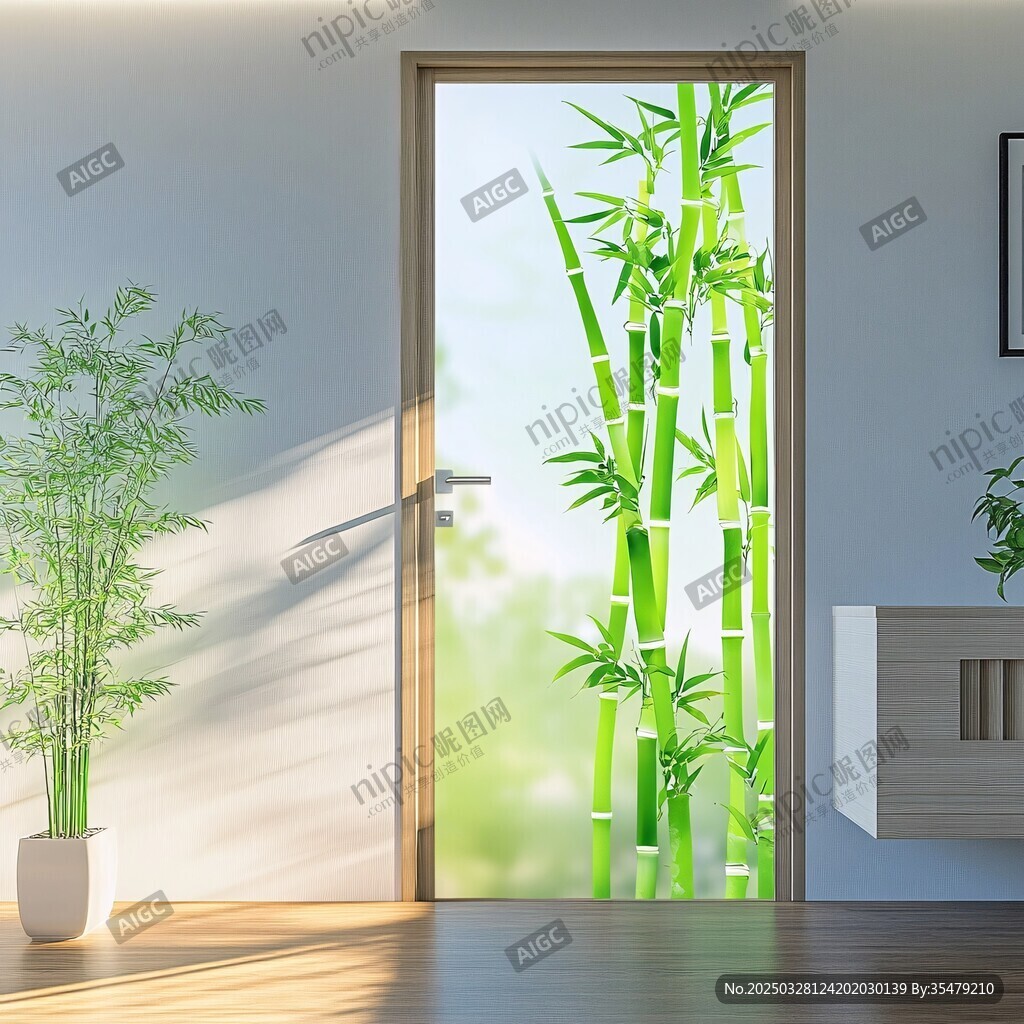 竹影入户的清新室内景致