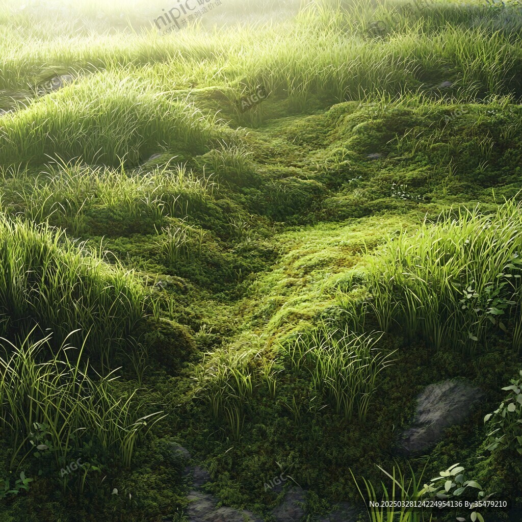 阳光下的翠绿草地