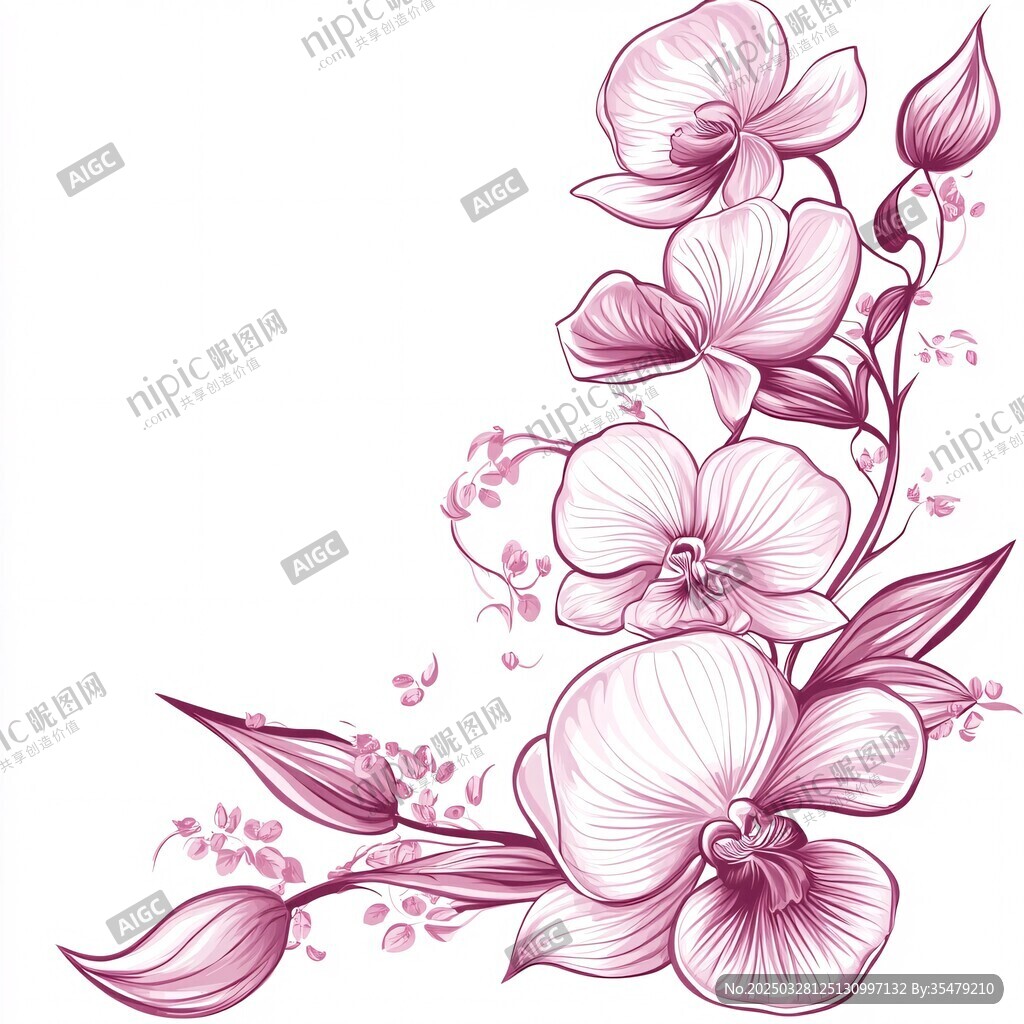 优雅粉紫色兰花花卉图案
