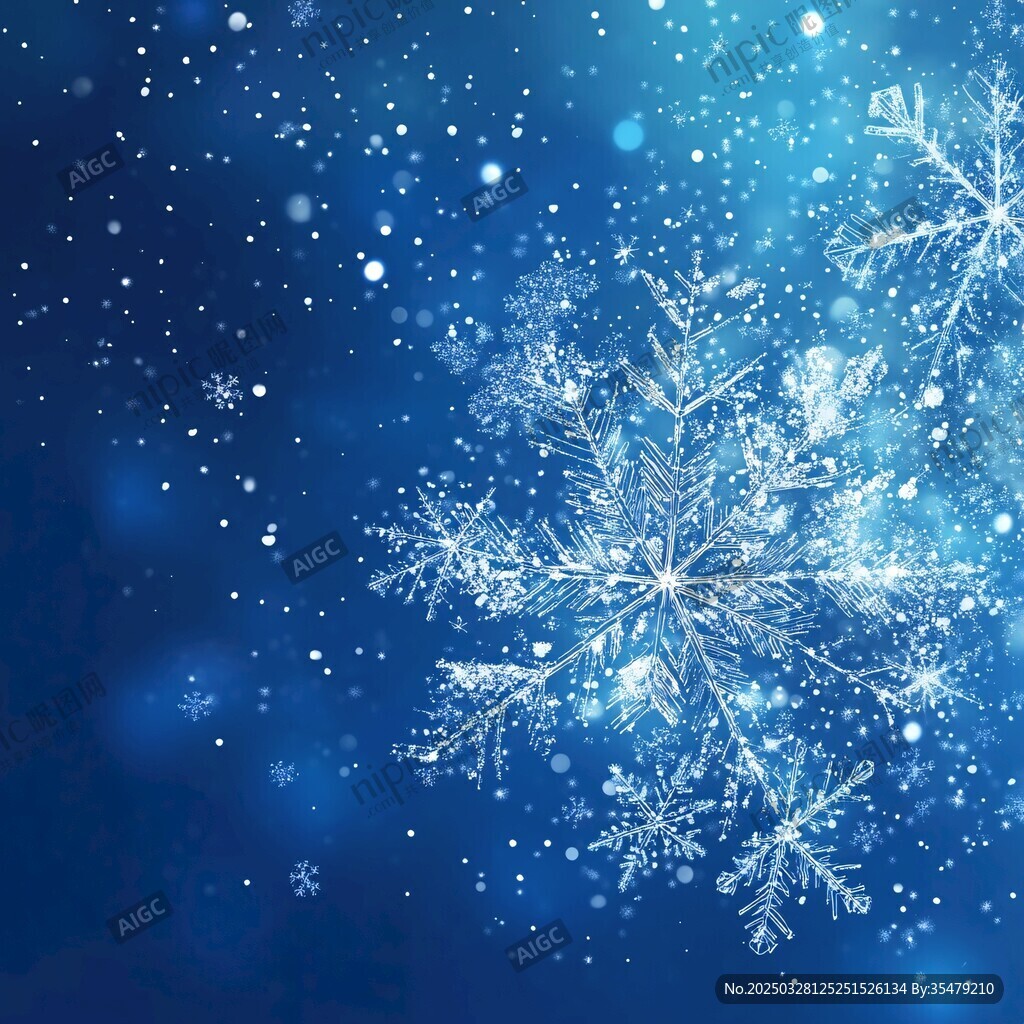 梦幻蓝色雪花背景图