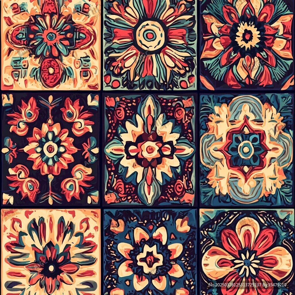 复古花卉图案瓷砖设计