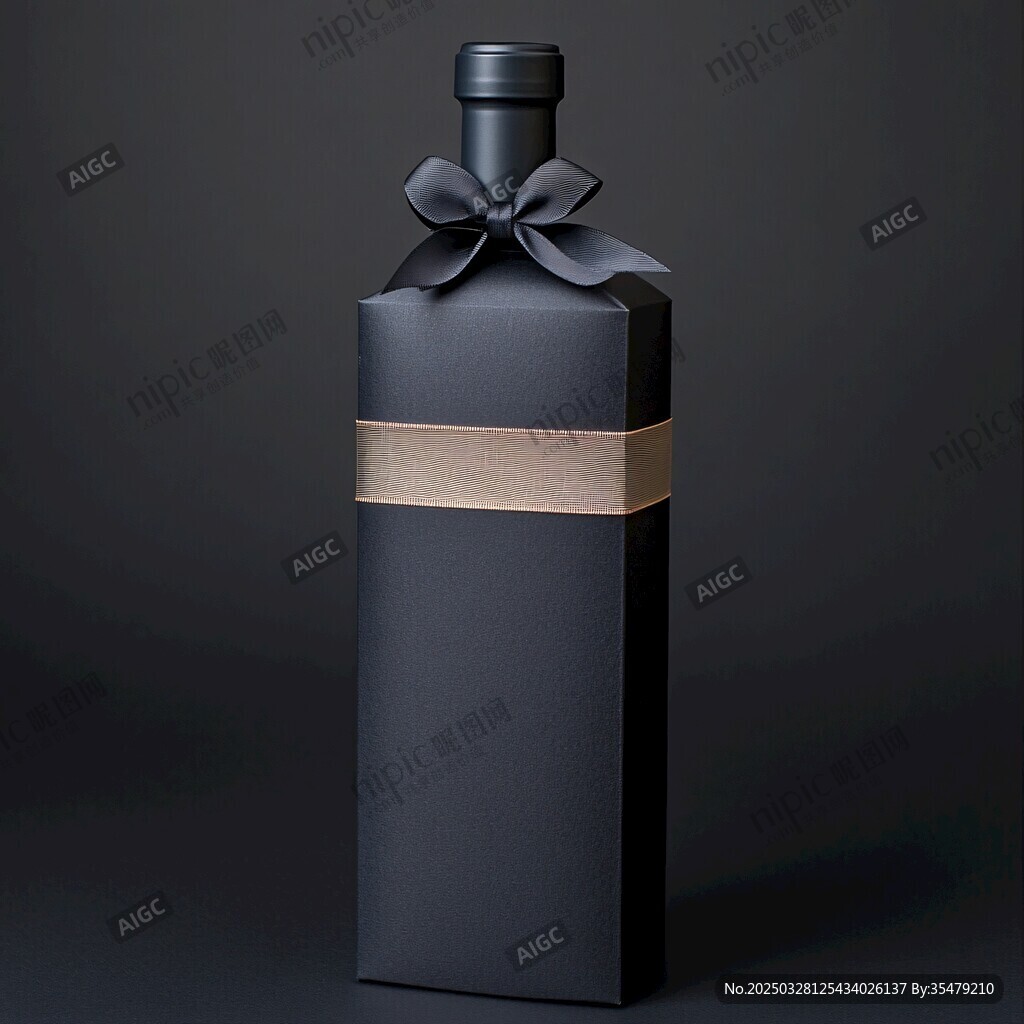 黑色精美酒瓶包装设计