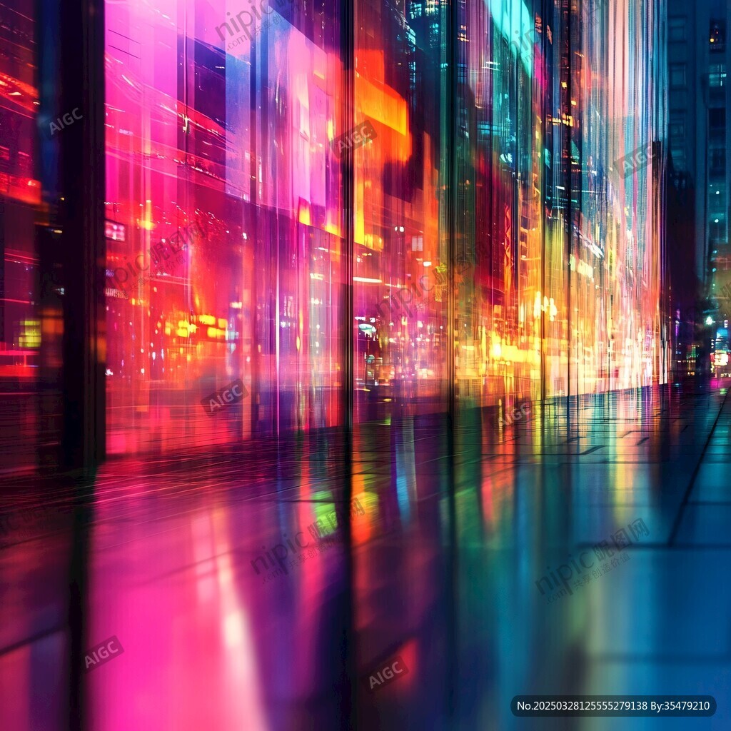 都市霓虹夜景的绚丽光影
