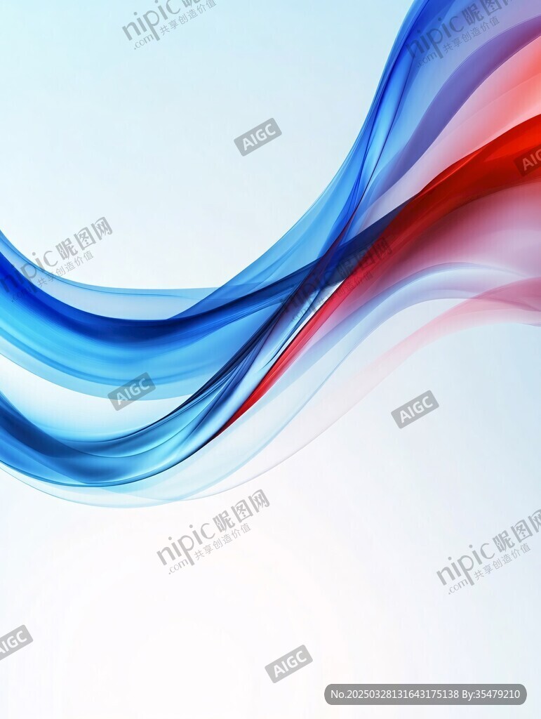 红蓝飘带动感抽象背景图