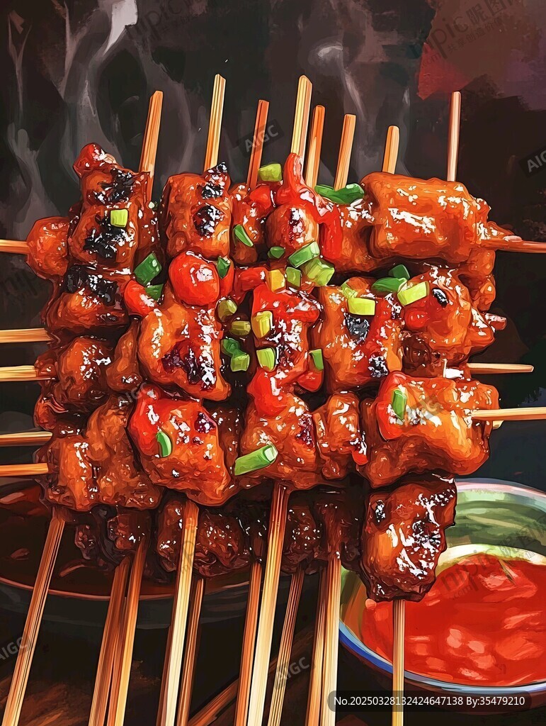 美味烤肉串 诱人色泽