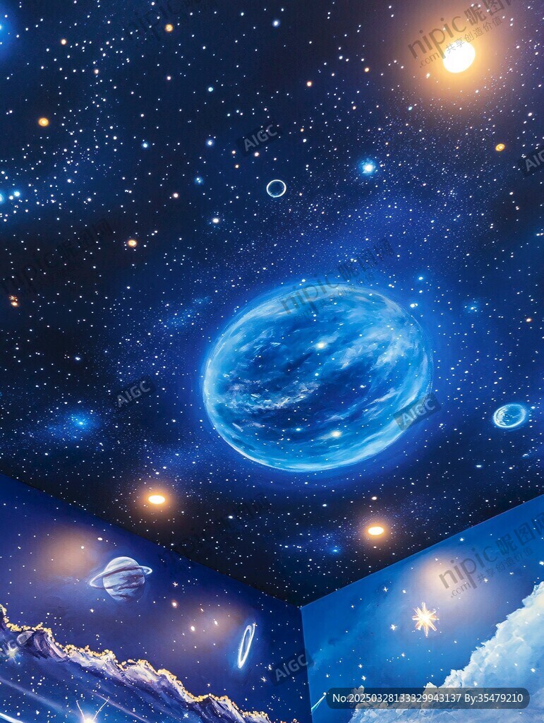 梦幻星空宇宙吊顶画面