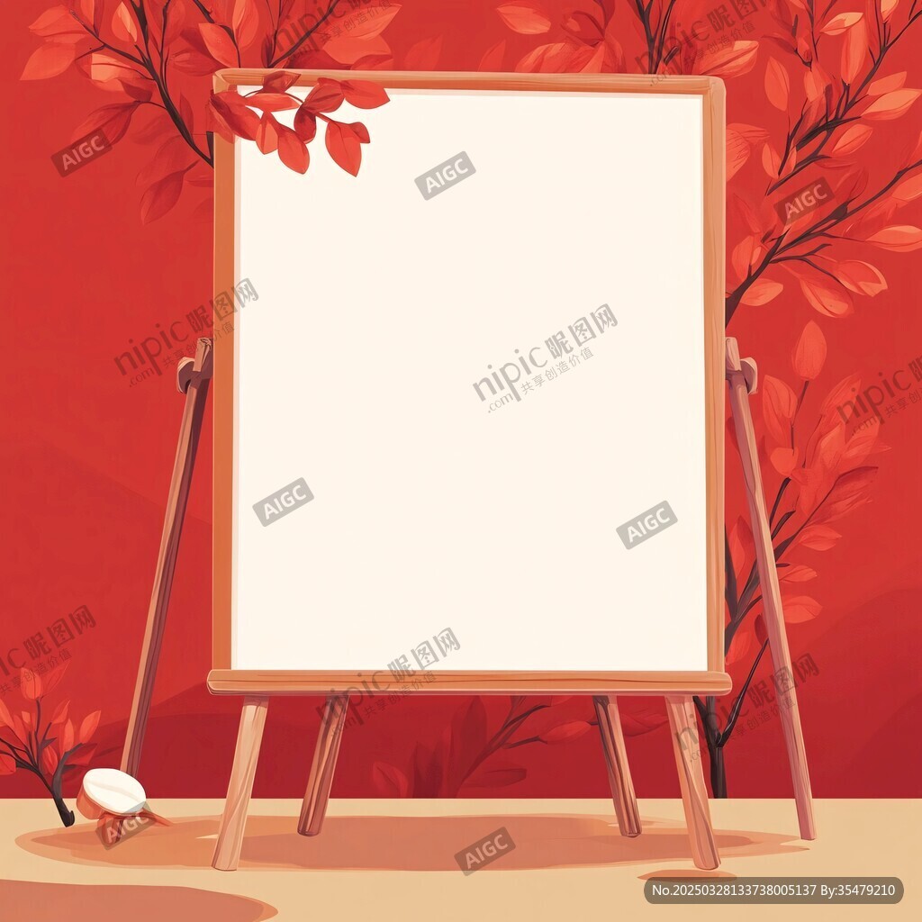 秋日画架上的空白画布