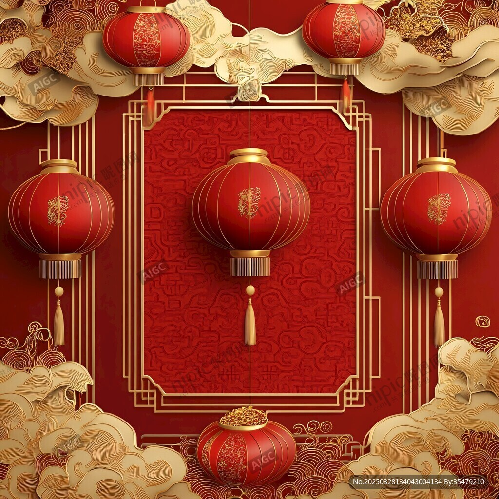 中式喜庆灯笼背景图
