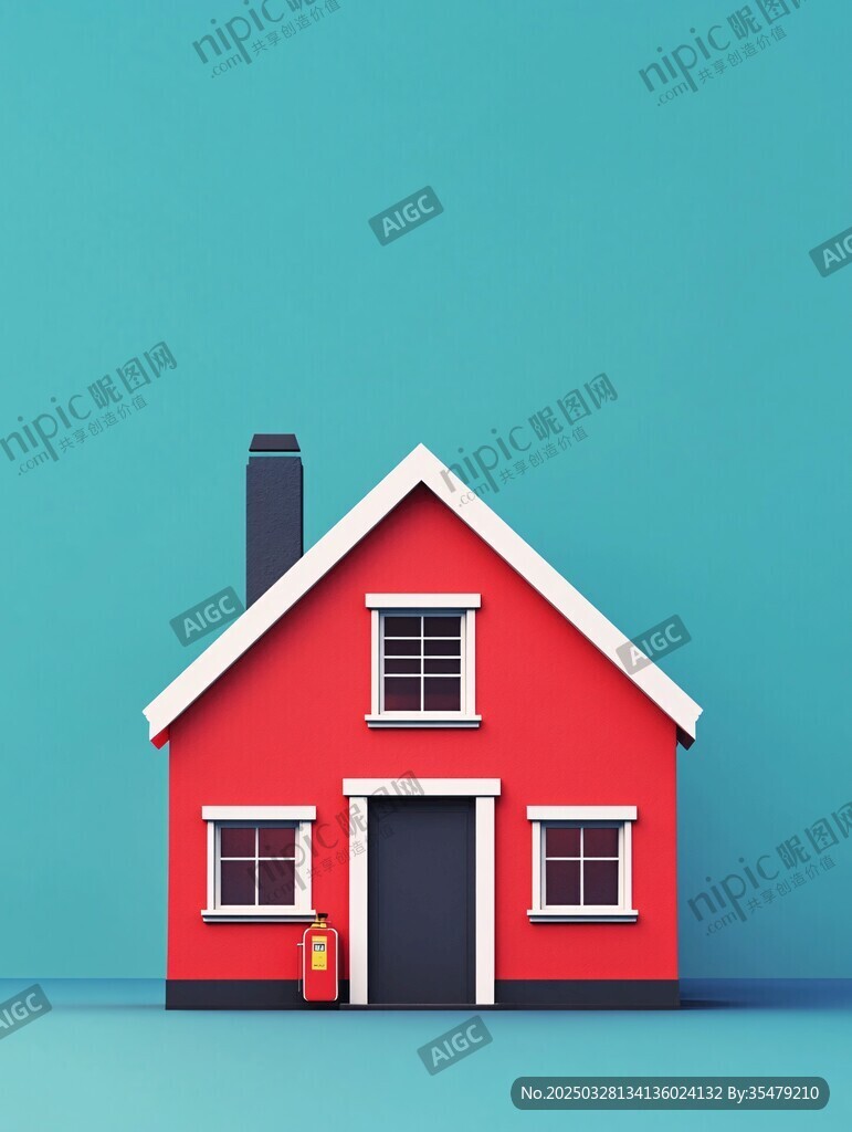 红色小屋的清新3D展示