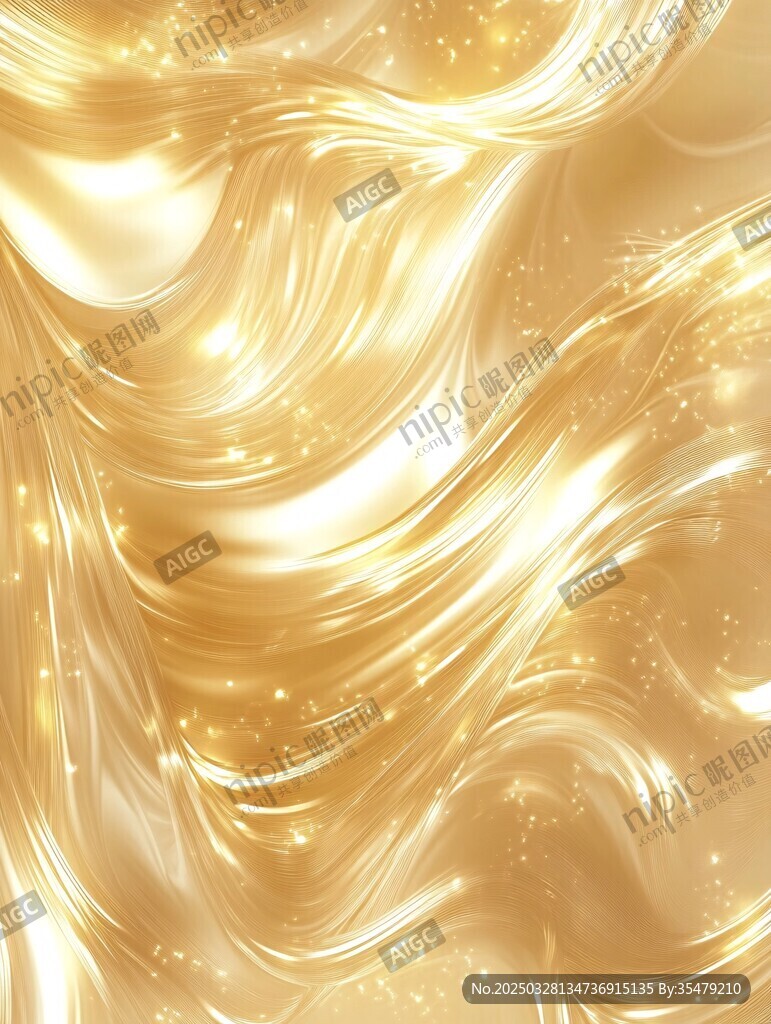 金色流动质感梦幻背景图