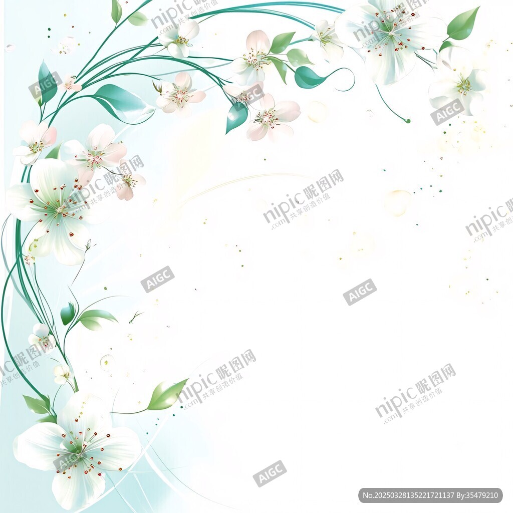 清新手绘花卉边框图案