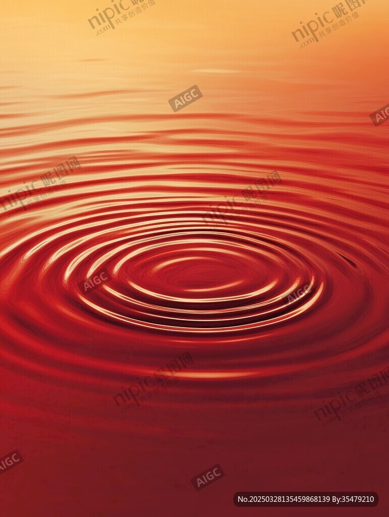 红色水面涟漪唯美画面