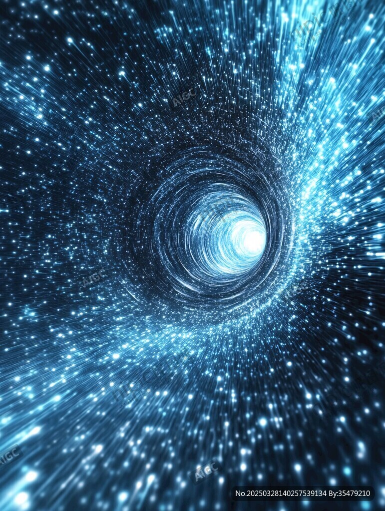 蓝色宇宙时空隧道特效图