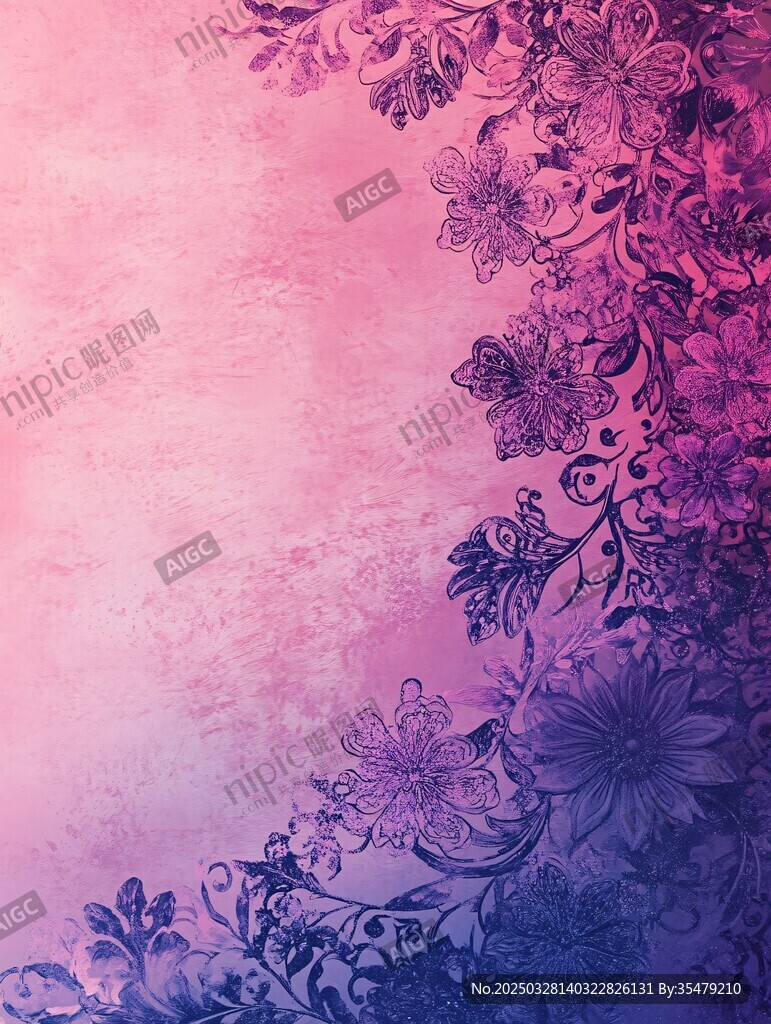 梦幻渐变花卉装饰背景图