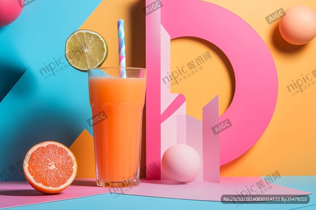 活力鲜果饮 多彩背景呈现