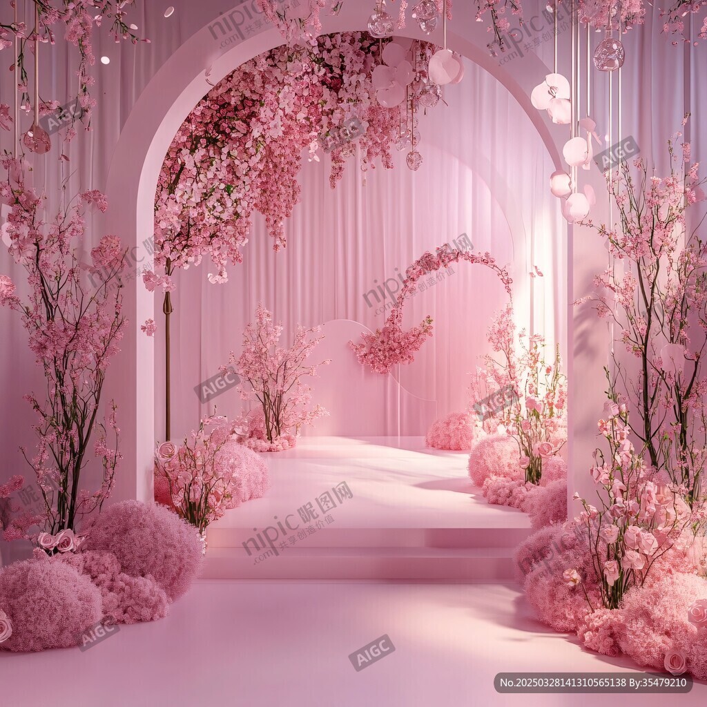梦幻粉色系浪漫婚礼场景