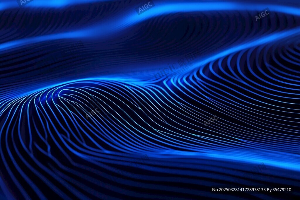 蓝色动感线条抽象背景图