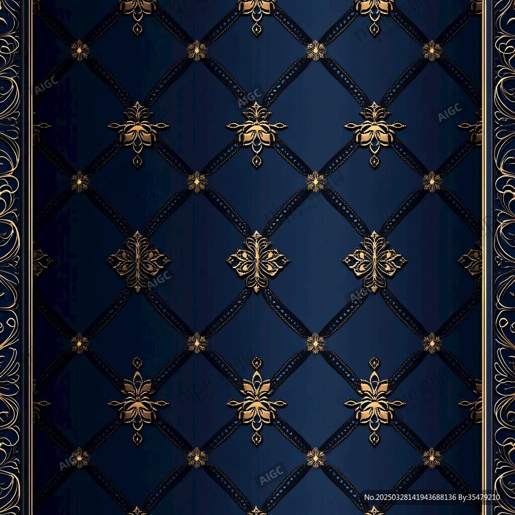 深蓝金纹奢华背景图案