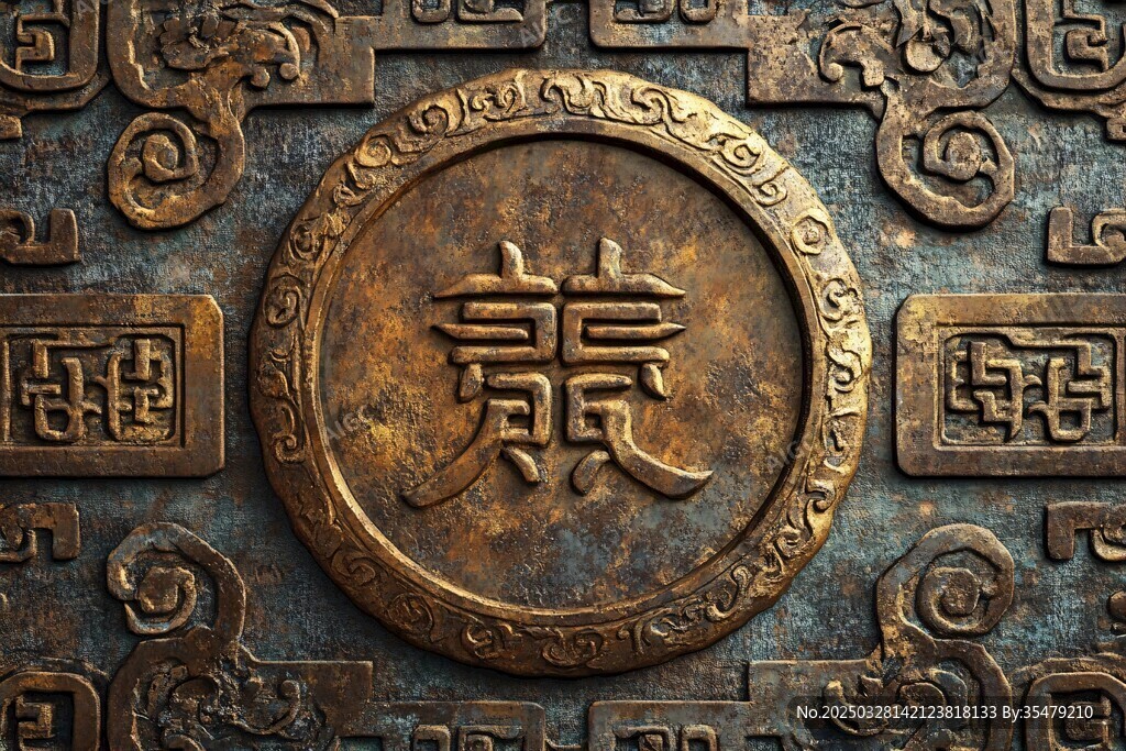古铜质感龙纹金属装饰图案