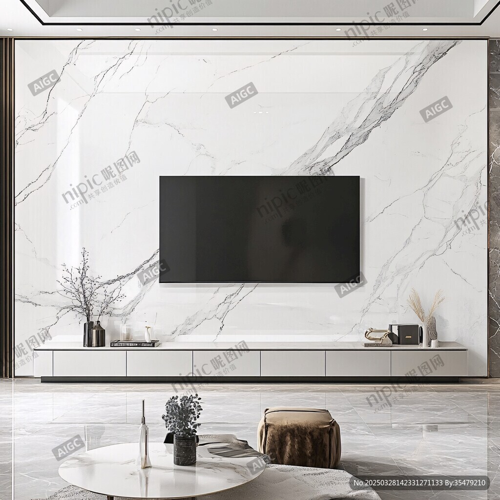 现代简约大理石电视背景墙