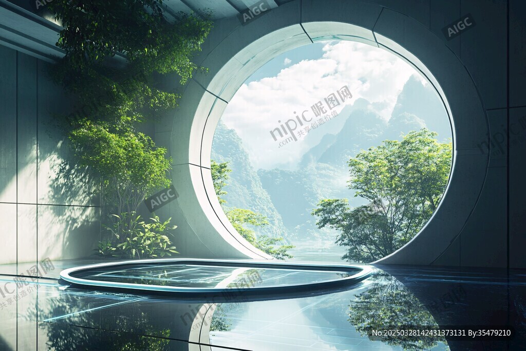 未来空间中的自然景观窗口