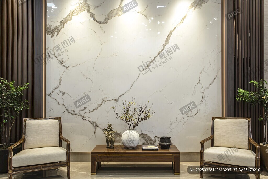 现代简约客厅大理石背景墙