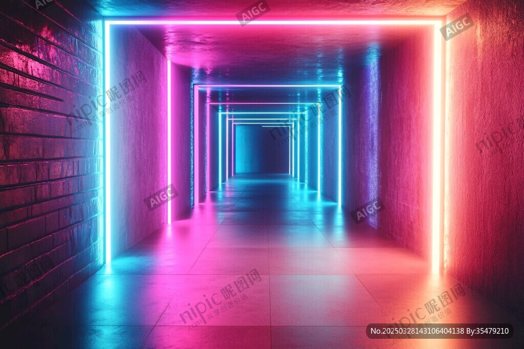 炫彩霓虹隧道空间艺术