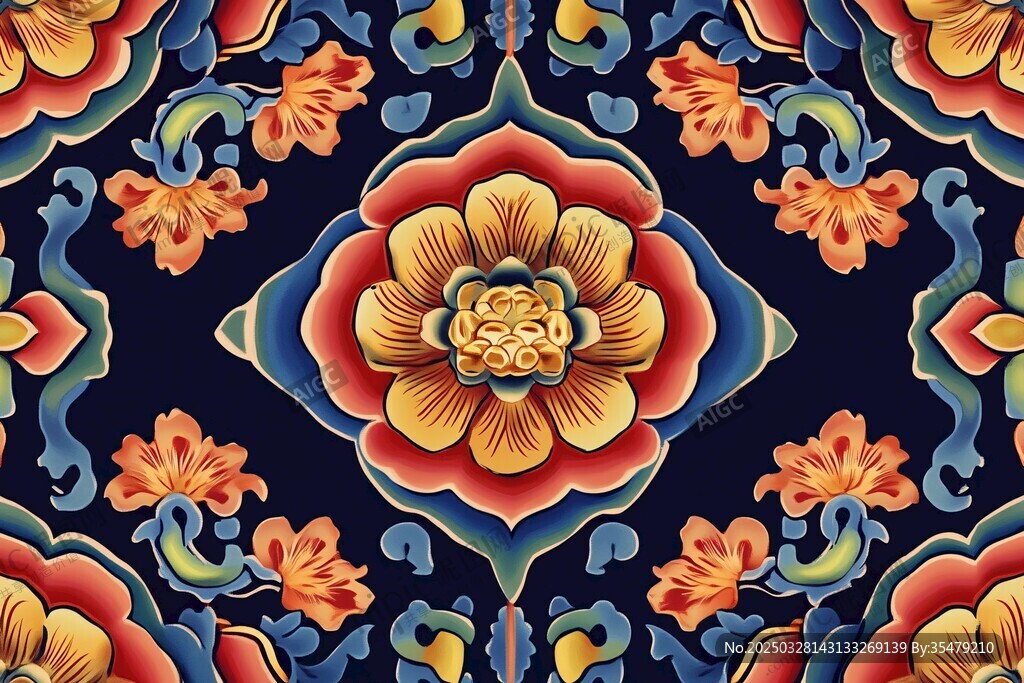中式传统花卉纹样图案