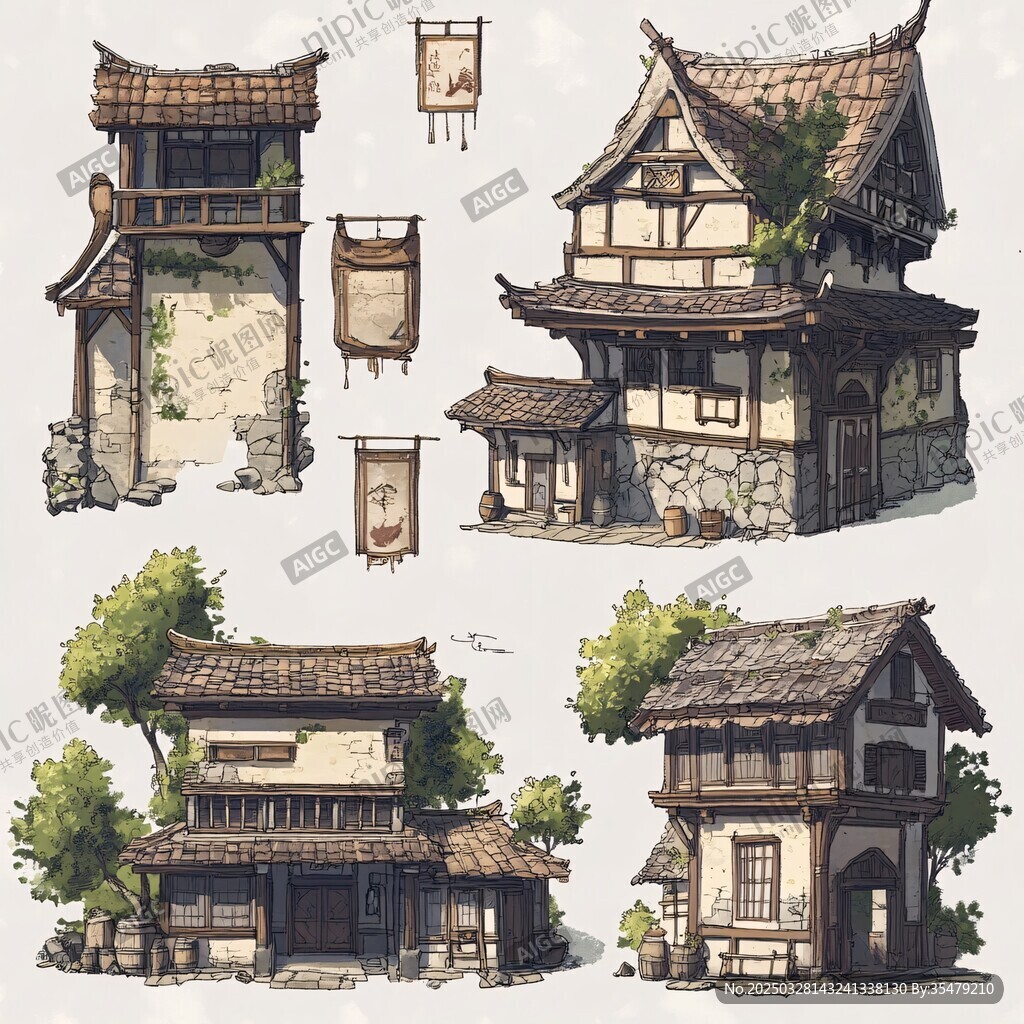 古风木质民居建筑设计图