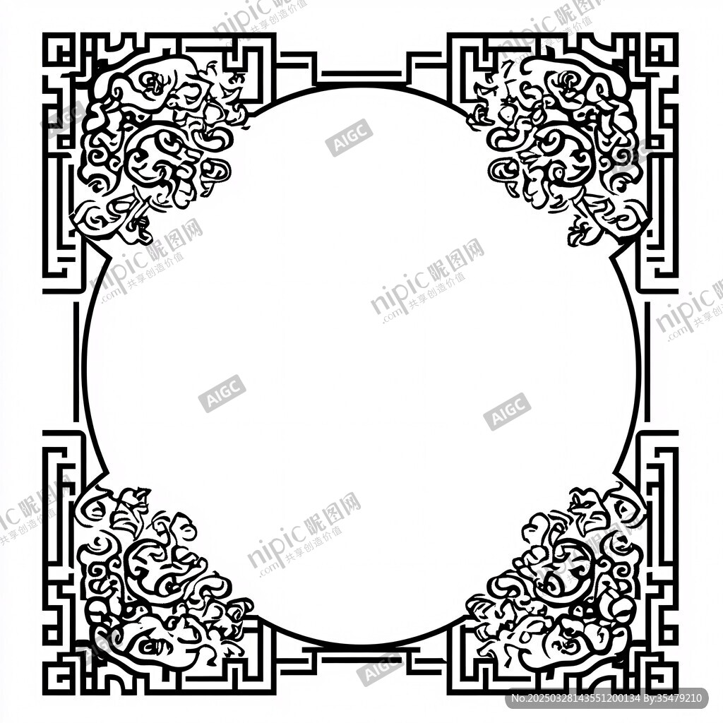中式古典花纹边框图案