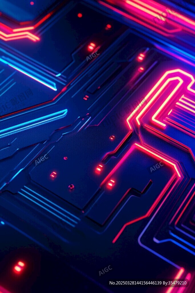 炫彩霓虹电路板科技画面