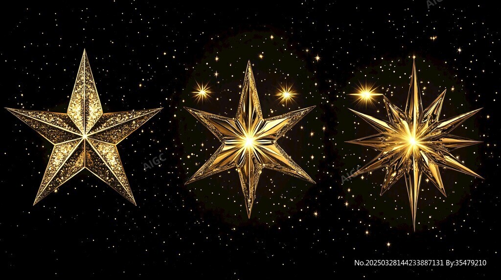 闪耀金色星星 梦幻夜空元素