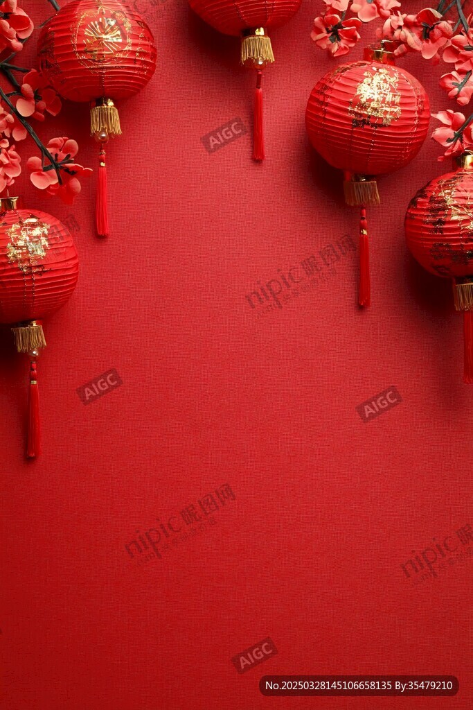 喜庆红灯笼装点红火背景