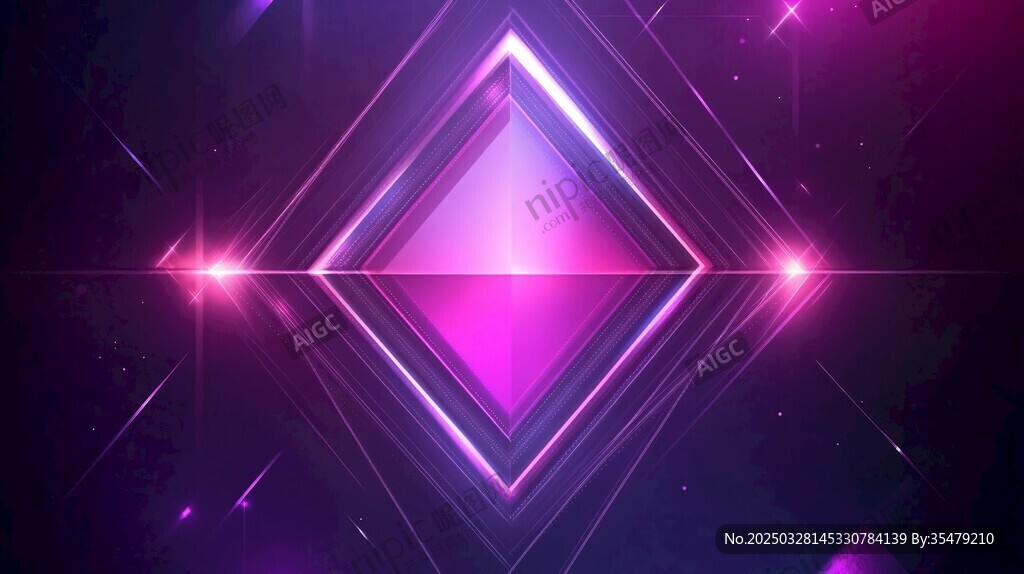 梦幻紫色霓虹几何光影效果