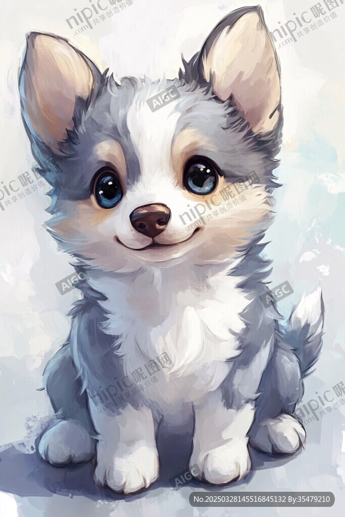 可爱萌趣小柯基狗狗插画