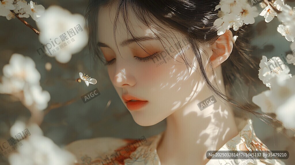 花下佳人醉 尽显东方韵